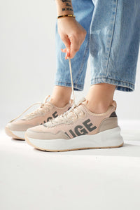Mintra Bej Dalgıç Kumaş Baksılı Sneakers