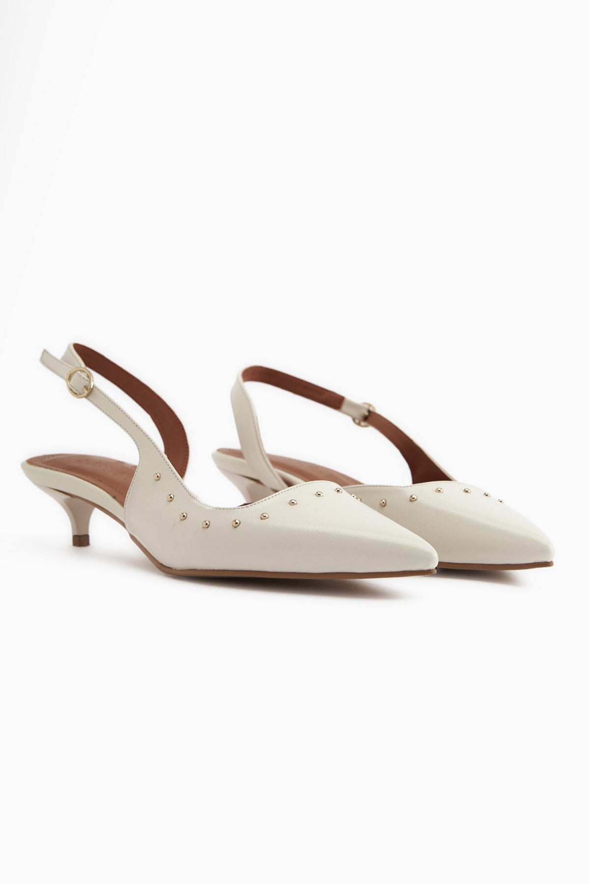 Marica Bej Troklu Kısa Topuklu Kadın Ayakkabı