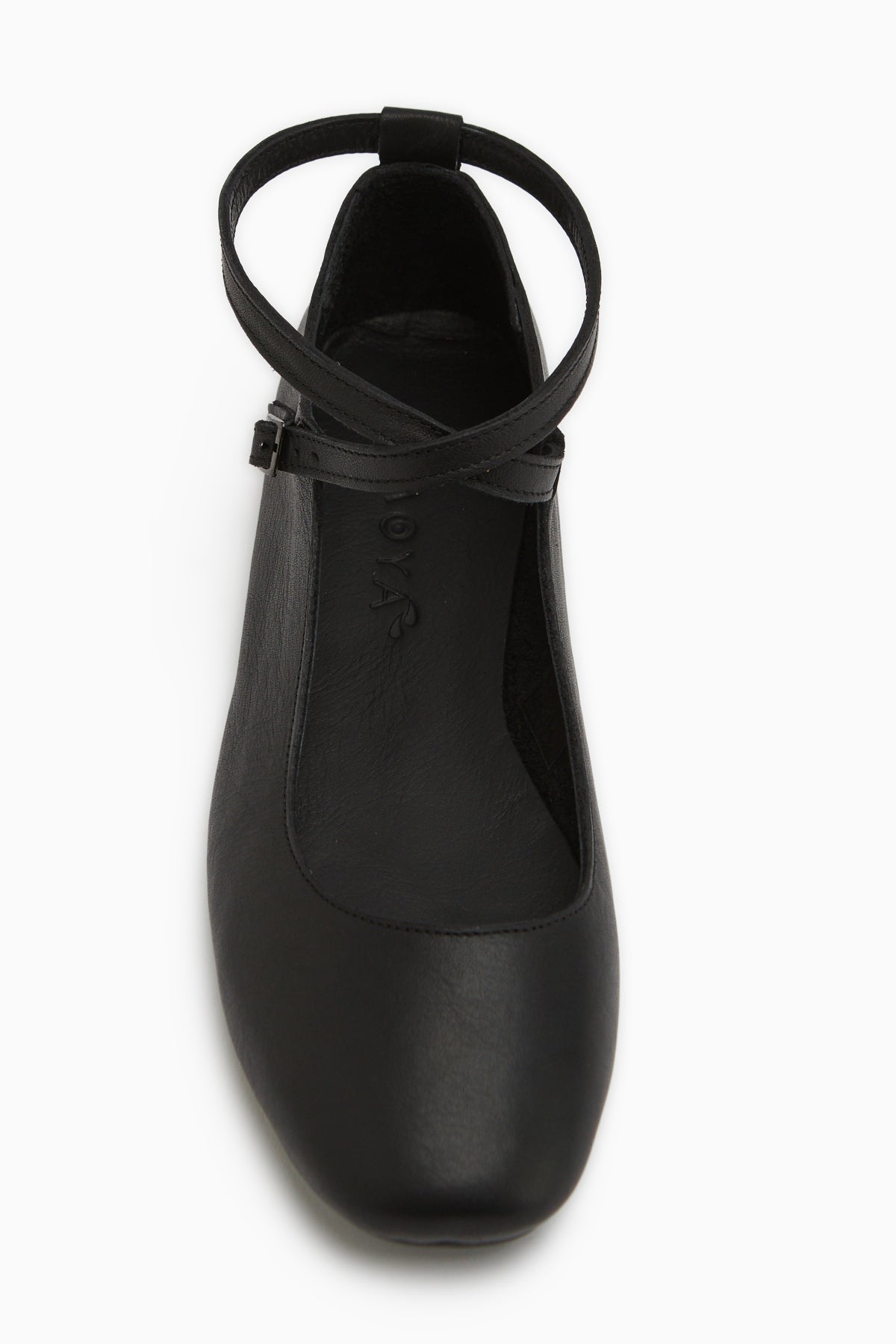 Ameli Hakiki Deri Siyah Çapraz Bantlı Balerin Kadın Ayakkabısı