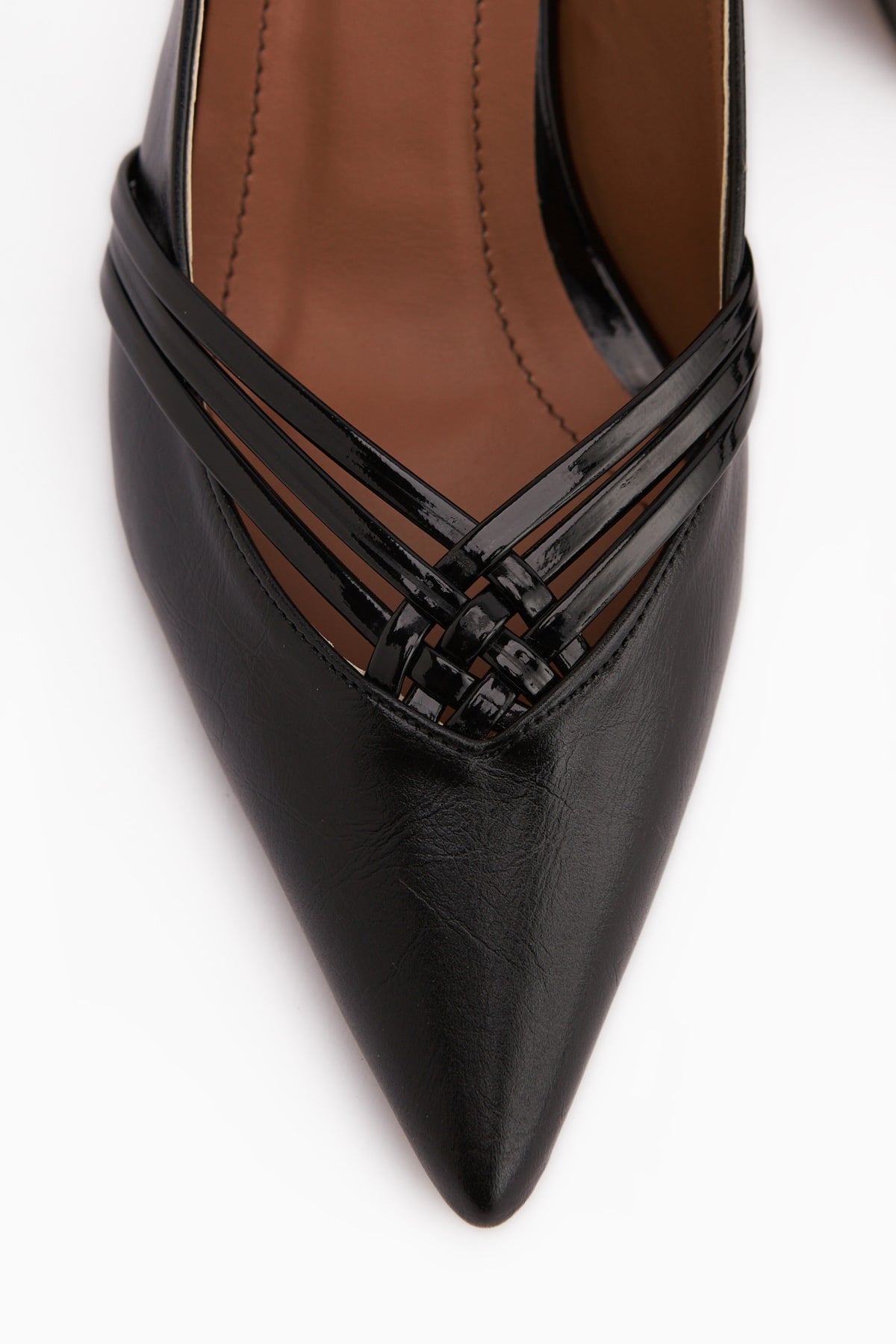 Olive Siyah Tokalı İnce Topuklu Kadın Ayakkabı