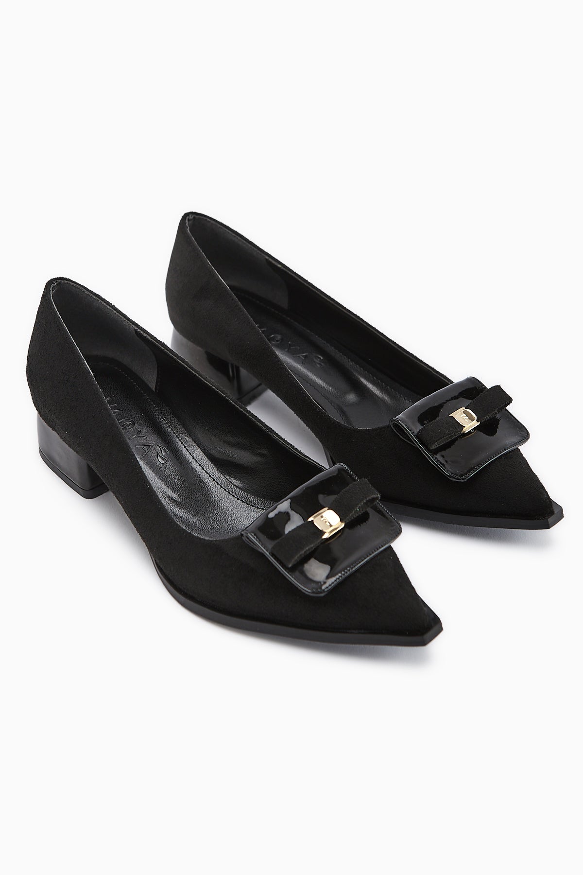 Boel Siyah Süet Tokalı Kısa Topuklu Kadın Ayakkabı
