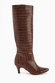 Milika taba Sivri Burunlu Kısa Topuklu Çekme Çizme