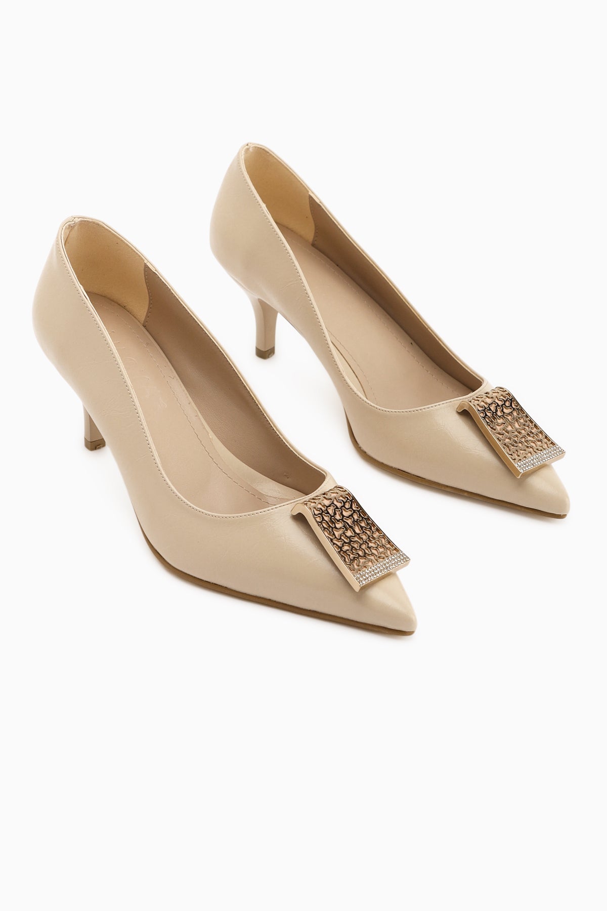 Lian Bej Tokalı Stiletto Kadın Topuklu Ayakkabı