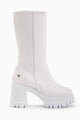 Chelsie Beyaz Yüksek Topuklu Platformlu Kısa Çizme