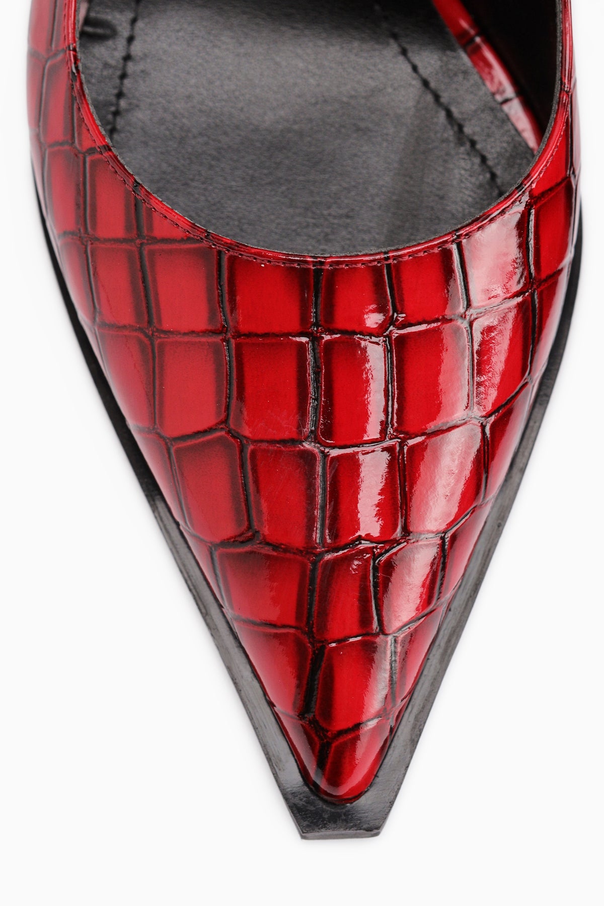 Lucy Bordo Kroko Kalın Topuklu Ayakkabı Kadın Stiletto