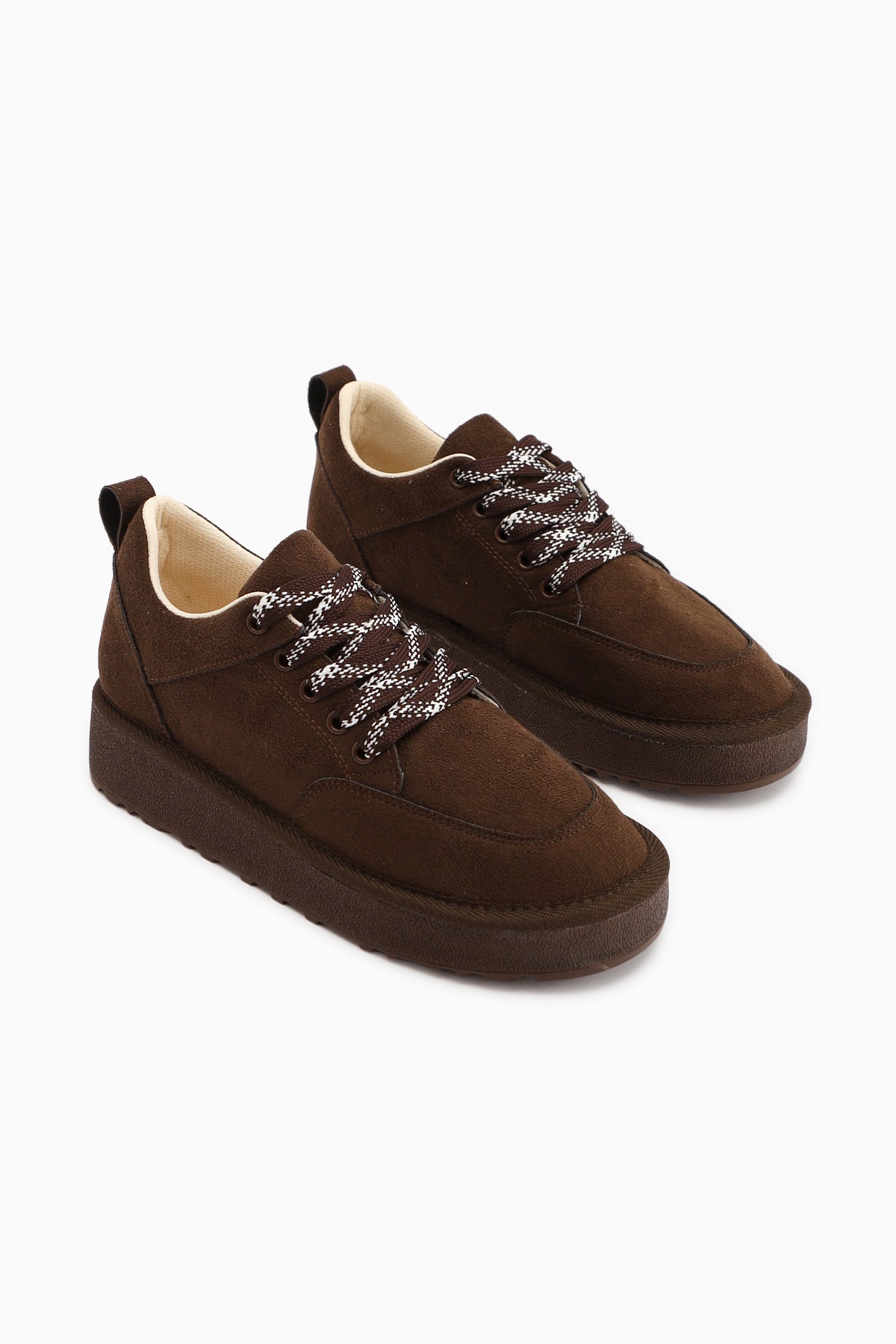 Edle Kahve Süet Bağcıklı Kadın Bot