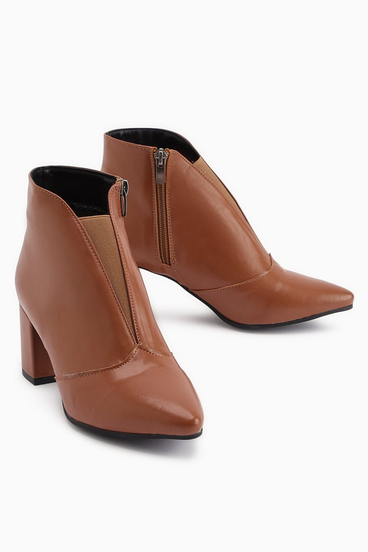 Maria Elena Taba Sivri Burunlu Fermuarlı Topuklu Bot