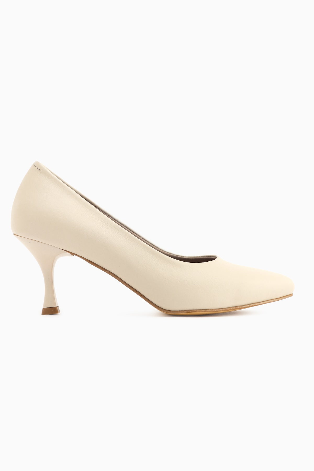 Kiara Hakiki Deri Bej Kadın Topuklu Ayakkabı Stiletto