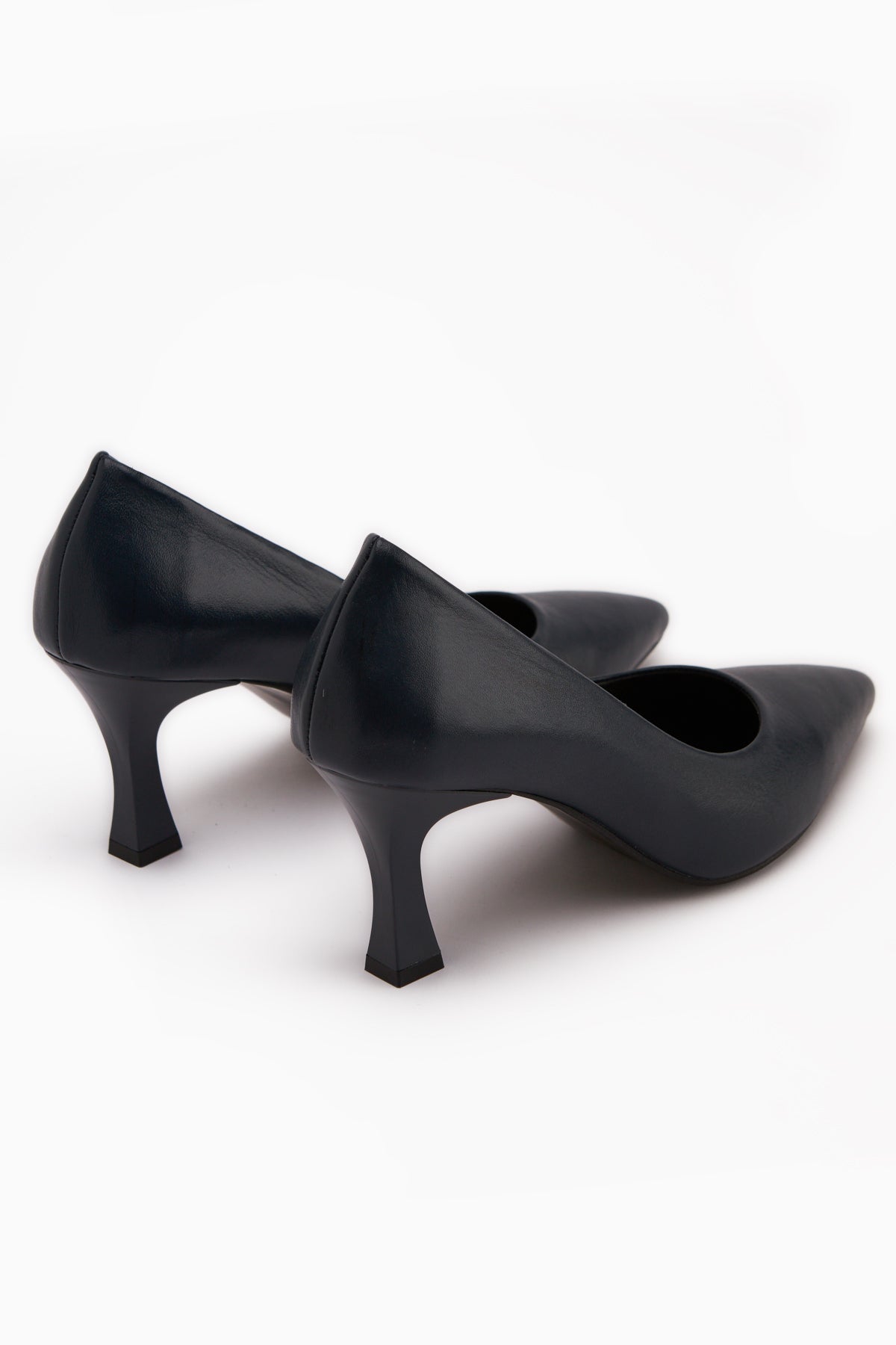 Clarry Hakiki Deri Lacivert Kadın Topuklu Ayakkabı