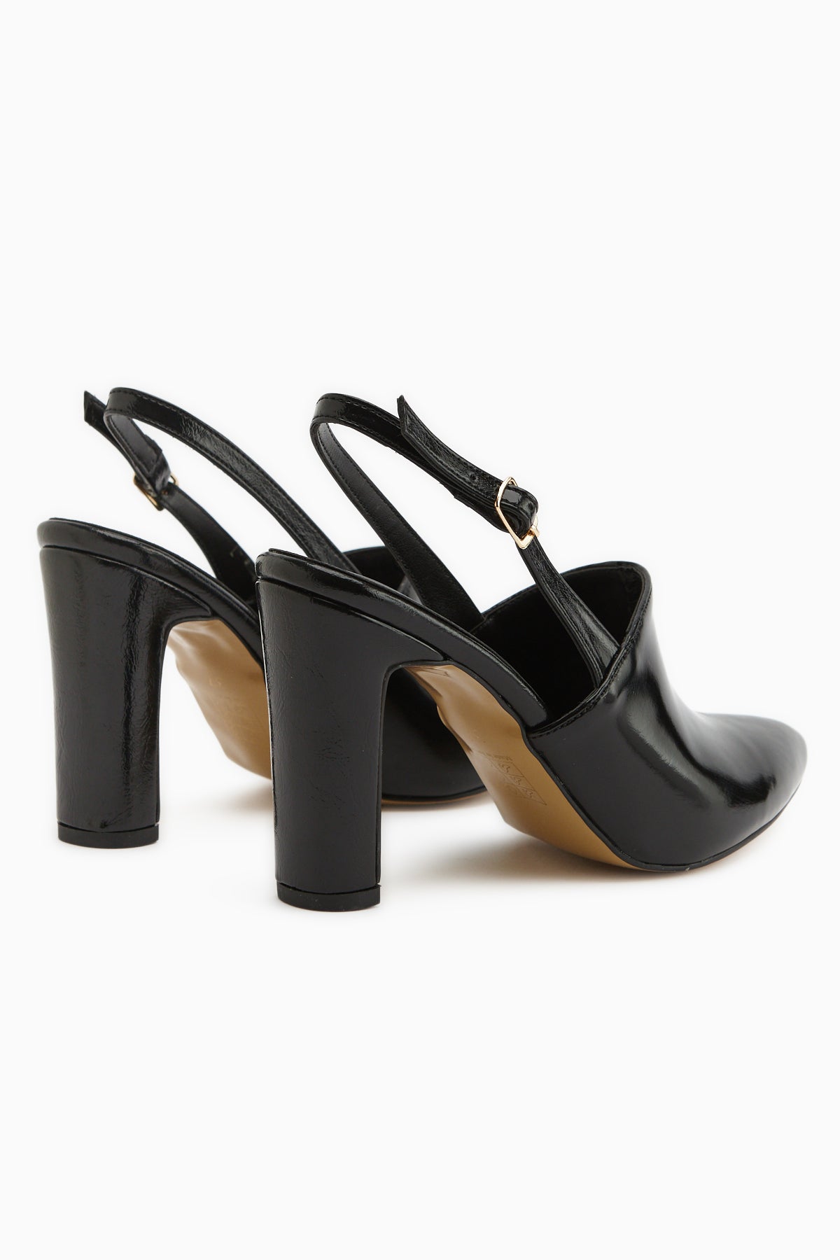 Maisa Siyah Sivri Burunlu Slingback Kalın Topuklu Kadın Ayakkabı
