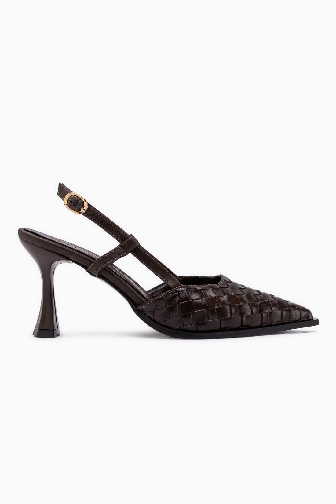 Neila Kahve Örgü Desenli Kadın Topuklu Ayakkabı