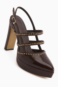Milea Kahve Zımba Detaylı Kadın Platform Topuklu Ayakkabı