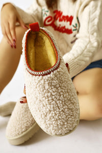 Ely Bej Nakış Detaylı Kışlık Teddy Terlik