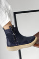Maeda Lacivert Dalgıç Kumaş Zımba ve Fermuar Detaylı Bot