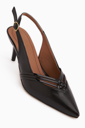 Olive Siyah Tokalı İnce Topuklu Kadın Ayakkabı