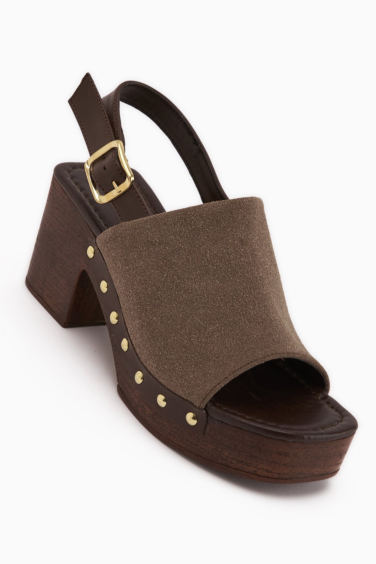 Cindy Kahve Süet Platform Topuklu Kadın Sandalet
