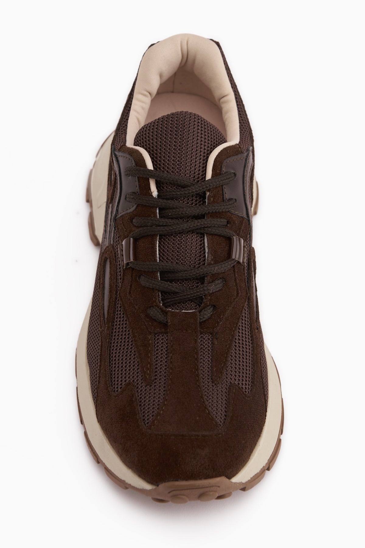 Bisera Kahve Triko-Süet Spor Ayakkabı