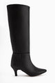 Milika Siyah Sivri Burunlu Kısa Topuklu Çekme Çizme