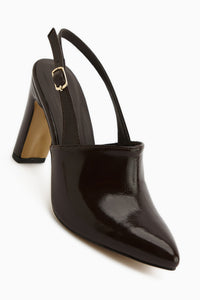 Maisa Kahve Sivri Burunlu Slingback Kalın Topuklu Kadın Ayakkabı