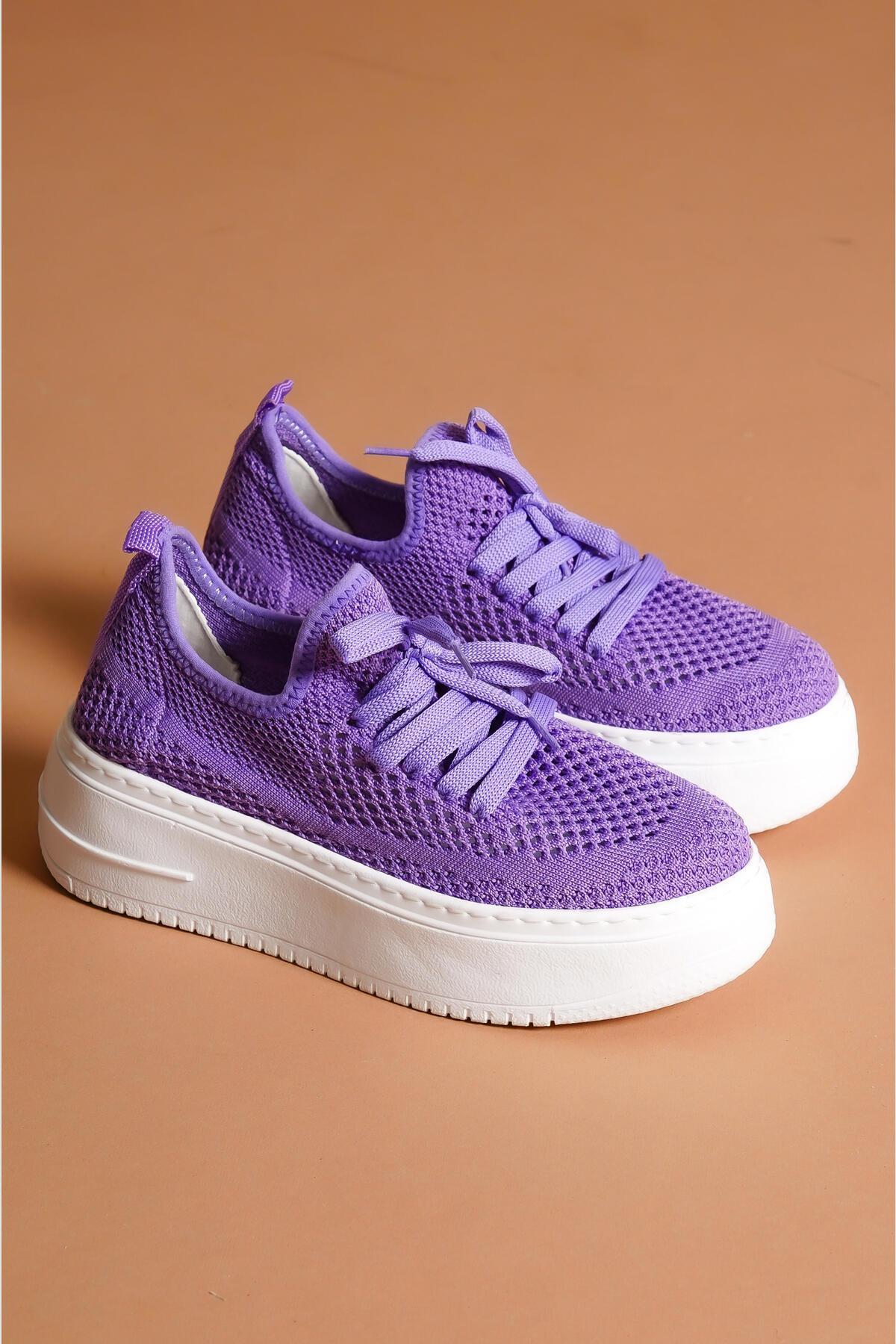 Benito Lila Triko Streç Kalın Tabanlı Sneakers