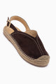 Lydia Hakiki Deri Kahve Süet Hasır Detaylı Kadın Sandalet