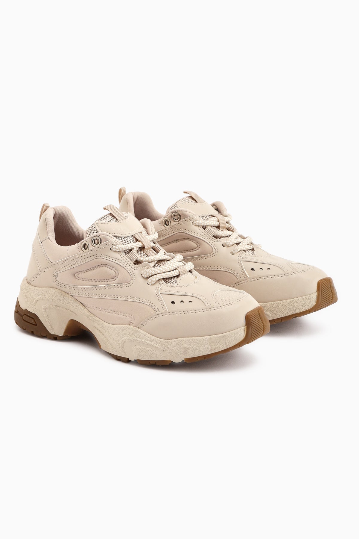 Trina Bej Bağcıklı Kadın Sneaker Ayakkabı