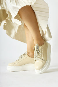 Shake Bej Taş Detaylı Sneakers (Parlak Bağcık Hediyeli)