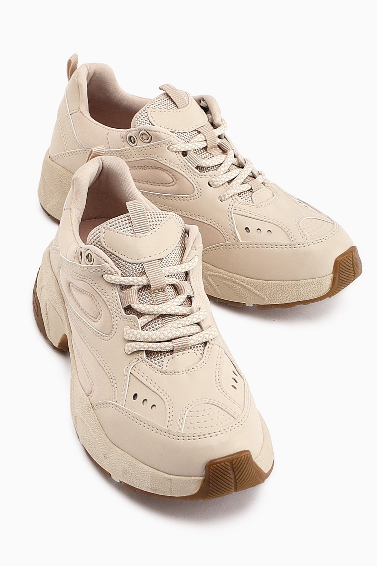 Trina Bej Bağcıklı Kadın Sneaker Ayakkabı
