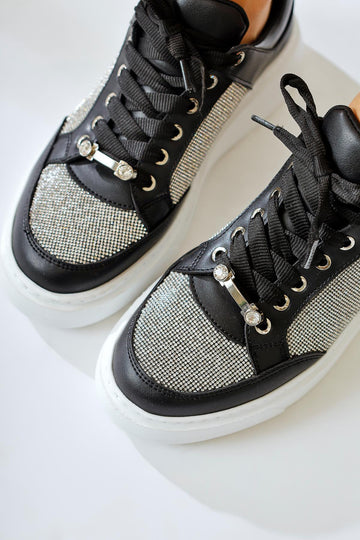 Sonnie Siyah Kalın Tabanlı Taş Detaylı Sneakers