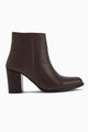 Teres Hakiki Deri Kahve Topuklu Kadın Bot