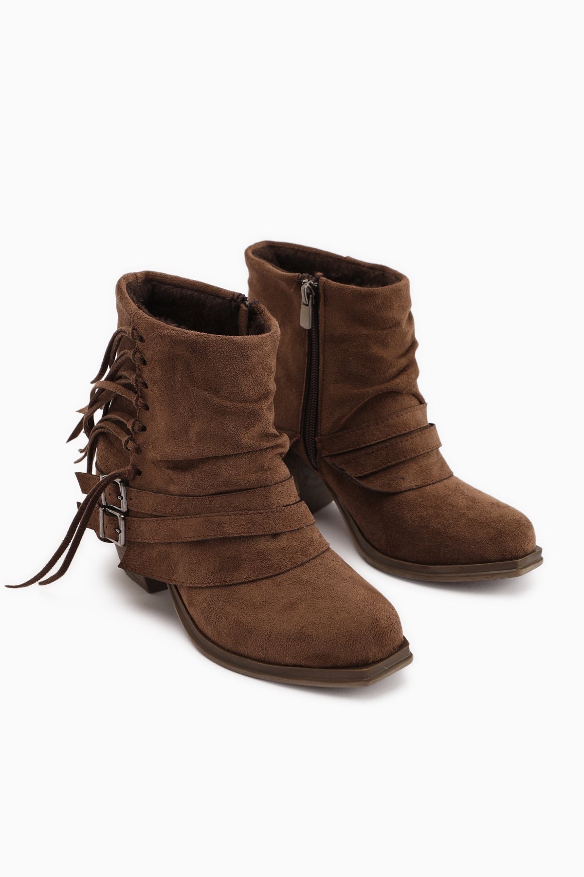 Elis Kahve Süet Tokalı Kadın Kovboy Western Bot