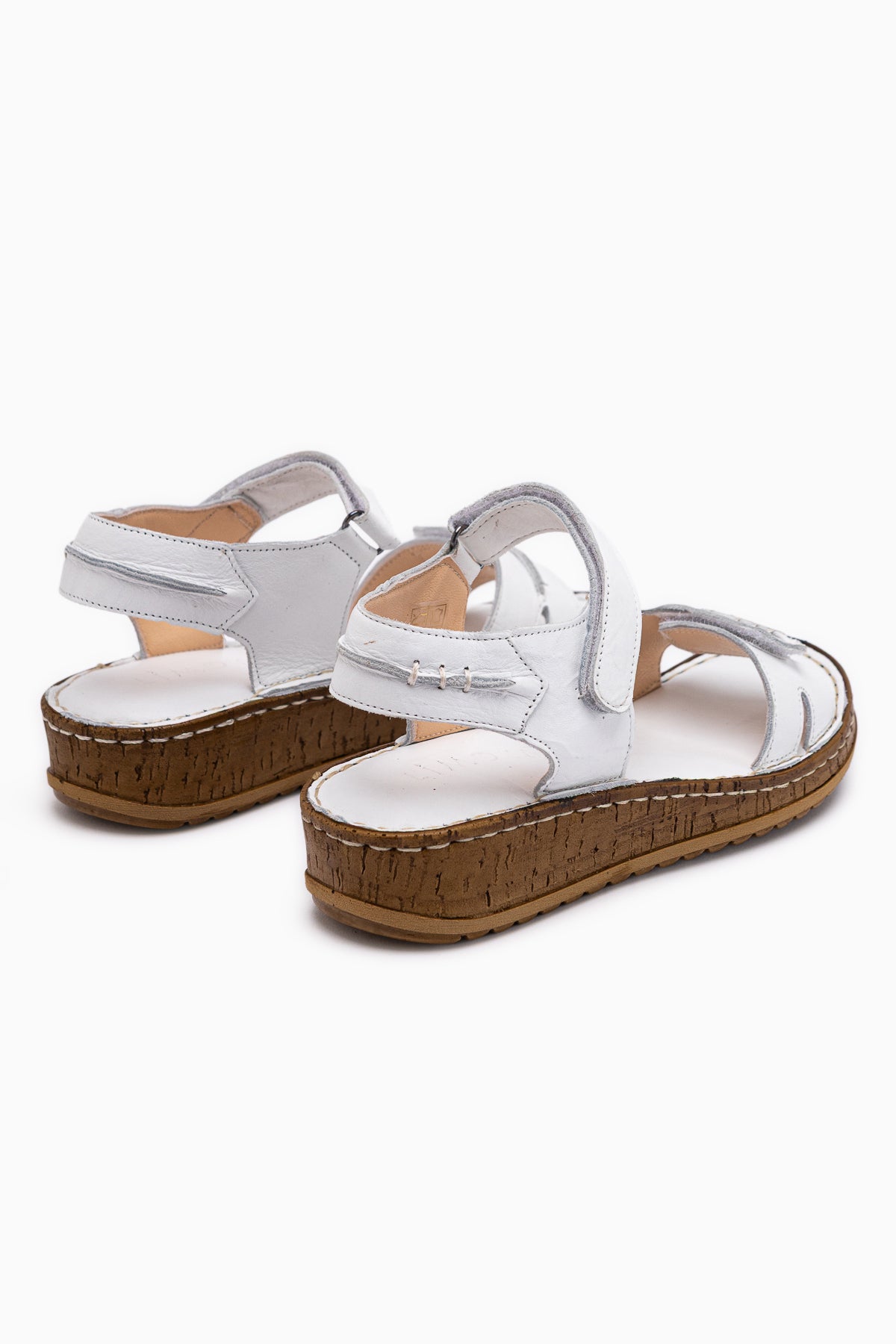 Leone Hakiki Deri Beyaz Kadın Sandalet