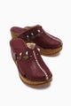 Hakiki Deri Annika Bordo Antik Detaylı Dolgu Sabo Terlik