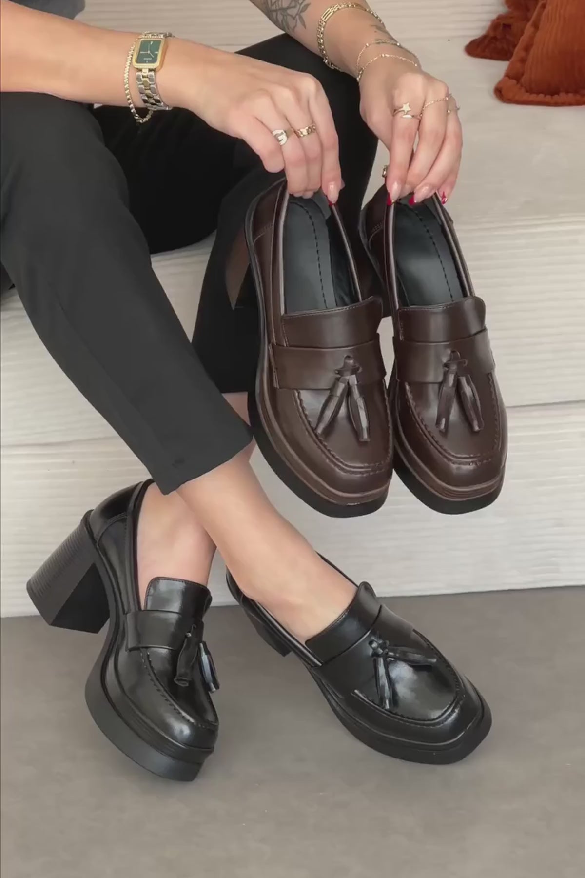 Juni Kahve Platform Topuklu Kadın Günlük Ayakkabı