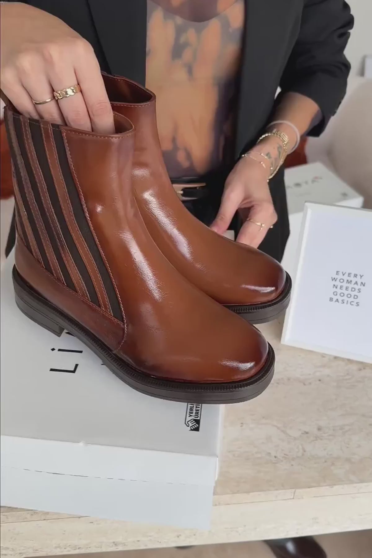 Lena Taba Lastik Detaylı Kadın Bot