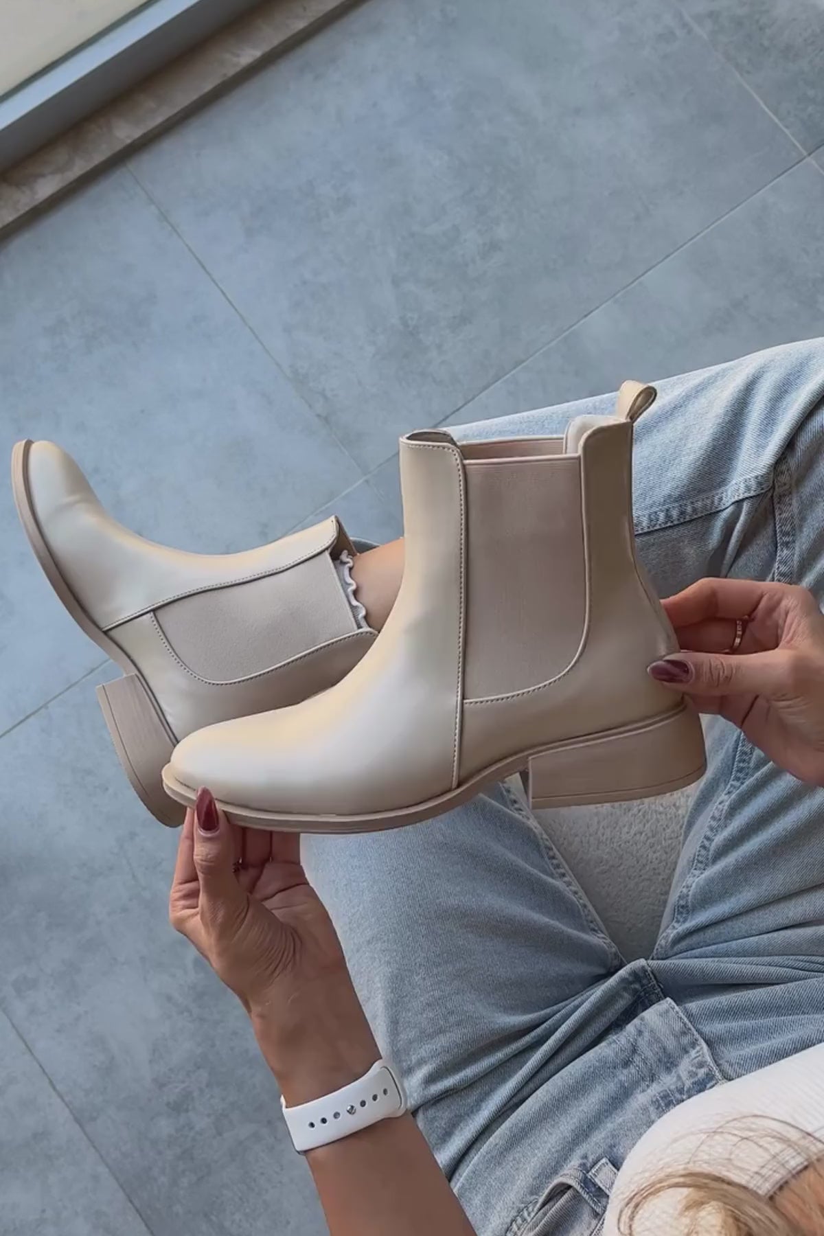 Juta Bej Lastikli Çekme Kadın Bot