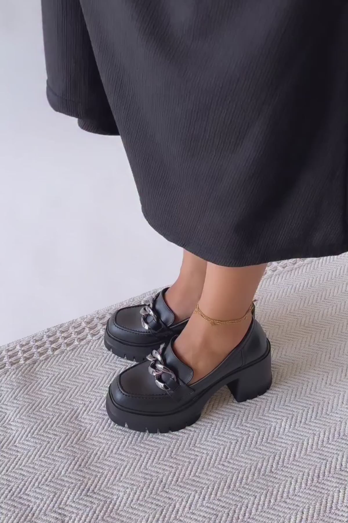 Chanpen Siyah Toka Detaylı Platformlu Günlük Ayakkabı